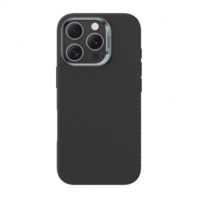 Apple iPhone 16 Pro Kılıf Karbon Fiber Magsafe Şarj Özellikli Benks Hybrid ArmorPro 600D Kevlar Kapak Apple iPhone 16 Pro Kılıf Karbon Fiber Magsafe Şarj Özellikli Benks Hybrid ArmorPro 600D Kevlar Kapak