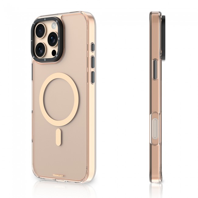 Apple iPhone 16 Pro Kılıf M-safe Şarj Özellikli Cam Arka Yüzey TPU Youngkit Gemstone Clear Serisi Kapak Apple iPhone 16 Pro Kılıf M-safe Şarj Özellikli Cam Arka Yüzey TPU Youngkit Gemstone Clear Serisi Kapak