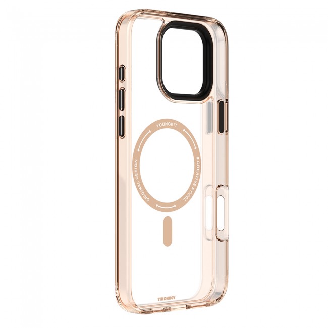 Apple iPhone 16 Pro Kılıf M-safe Şarj Özellikli Cam Arka Yüzey TPU Youngkit Gemstone Clear Serisi Kapak Apple iPhone 16 Pro Kılıf M-safe Şarj Özellikli Cam Arka Yüzey TPU Youngkit Gemstone Clear Serisi Kapak