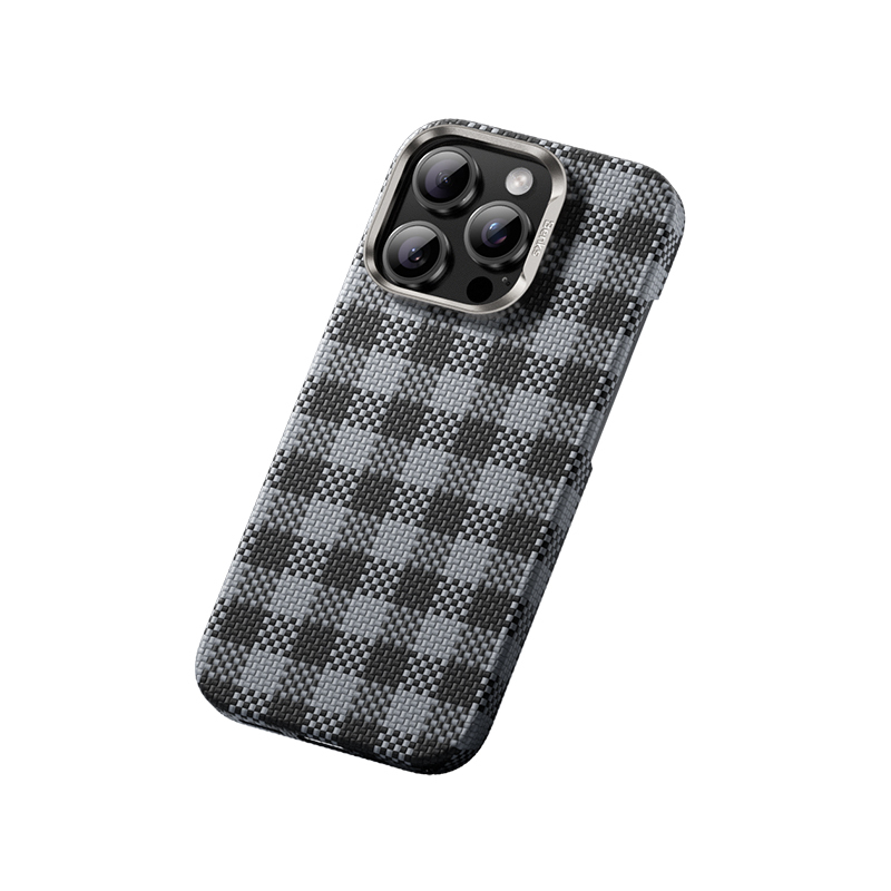 Bal-z Apple iPhone 16 Pro Kılıf M-safe Şarj Özellikli Ekose Tasarımlı Benks ArmorVichy Kevlar Kapak