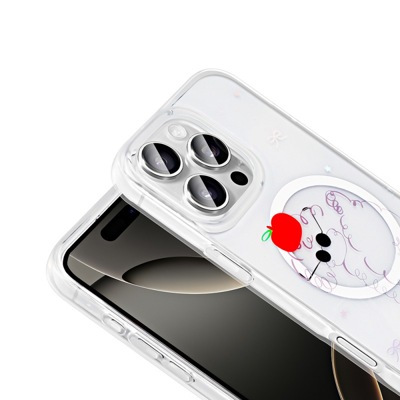 Bal-z Apple iPhone 16 Pro Kılıf M-Safe Şarj Özellikli Şeffaf Zore Folk Sert Kapak