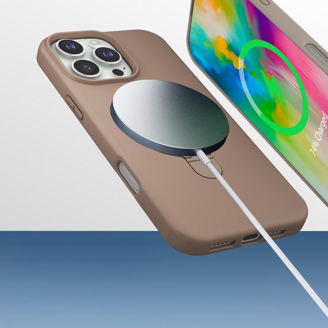 Apple iPhone 16 Pro Kılıf M-safe Şarj Özellikli Standlı Zore Samara Kapak Apple iPhone 16 Pro Kılıf M-safe Şarj Özellikli Standlı Zore Samara Kapak