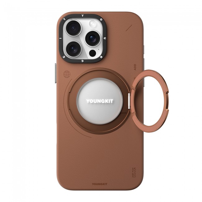 Apple iPhone 16 Pro Kılıf Magsafe Şarj Özellikli 360° Standlı Basit Mat Deri Desenli Youngkit Tech Leather Serisi Kapak Apple iPhone 16 Pro Kılıf Magsafe Şarj Özellikli 360° Standlı Basit Mat Deri Desenli Youngkit Tech Leather Serisi Kapak
