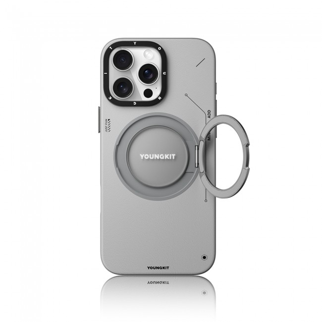 Apple iPhone 16 Pro Kılıf Magsafe Şarj Özellikli 360° Standlı Basit Mat Deri Desenli Youngkit Tech Leather Serisi Kapak Apple iPhone 16 Pro Kılıf Magsafe Şarj Özellikli 360° Standlı Basit Mat Deri Desenli Youngkit Tech Leather Serisi Kapak