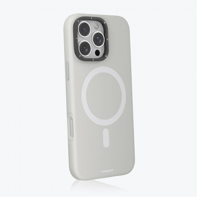 Apple iPhone 16 Pro Kılıf Magsafe Şarj Özellikli Kamera Standlı Youngkit Bitty Cream Kapak Apple iPhone 16 Pro Kılıf Magsafe Şarj Özellikli Kamera Standlı Youngkit Bitty Cream Kapak