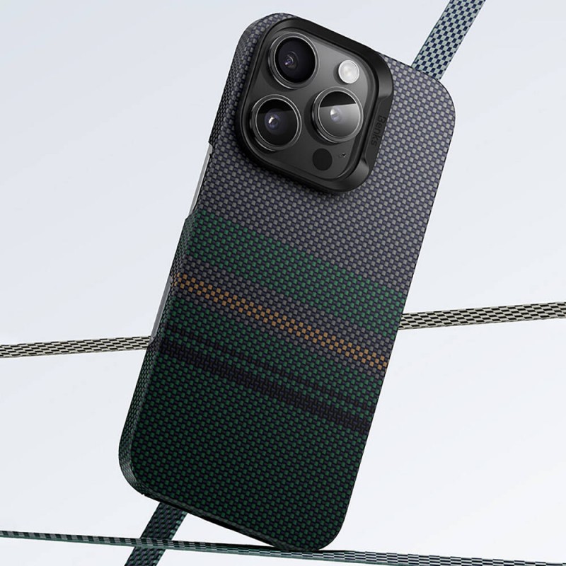 Bal-z Apple iPhone 16 Pro Kılıf M-safe Şarj Özellikli Karbon Fiber Tasarımlı Benks Aurora ArmorAir Kevlar Kapak