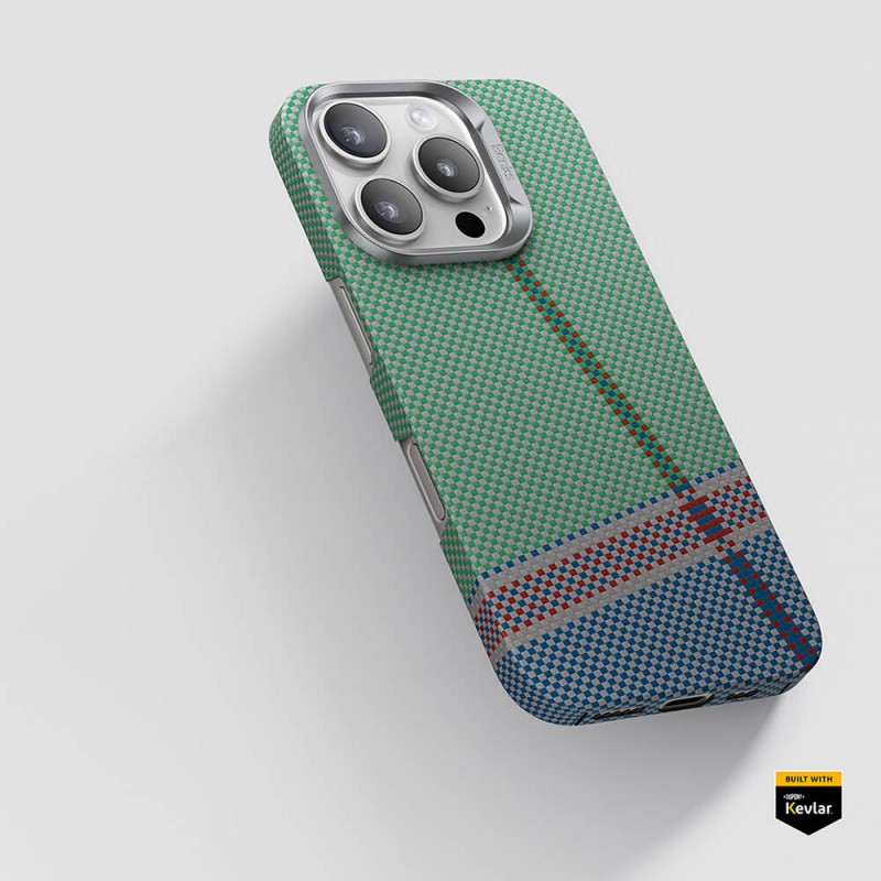 Bal-z Apple iPhone 16 Pro Kılıf M-safe Şarj Özellikli Karbon Fiber Tasarımlı Benks Passion Green ArmorAir Kevlar Kapak