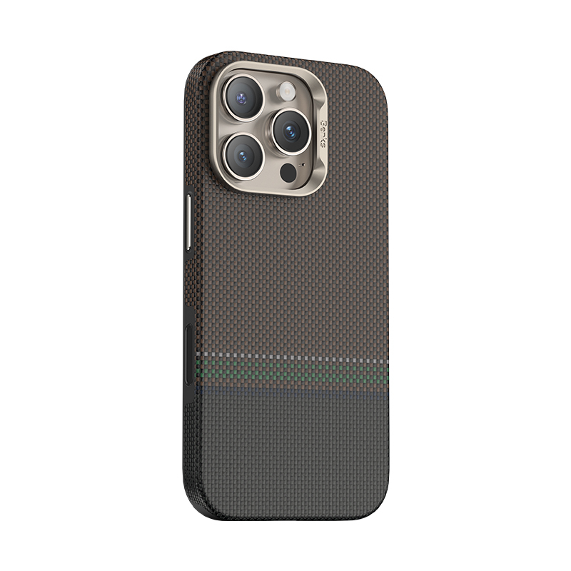 Bal-z Apple iPhone 16 Pro Kılıf M-safe Şarj Özellikli Karbon Fiber Tasarımlı Benks Prestige ArmorPro Kevlar Kapak