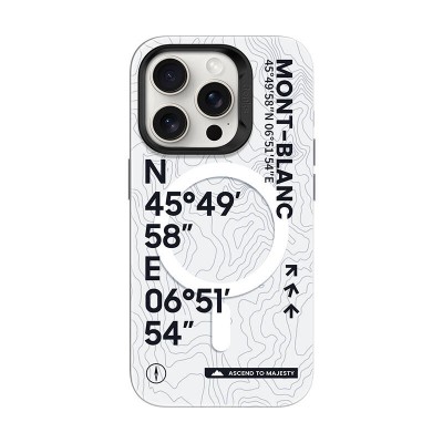 Bal-z Apple iPhone 16 Pro Kılıf M-safe Şarj Özellikli Koordinat Yazı Desenli Benks Summit Serisi Kapak