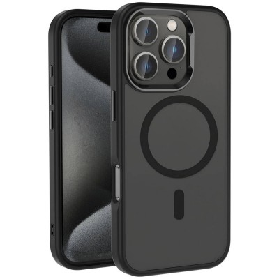 Bal-z Apple iPhone 16 Pro Kılıf M-safe Şarj Özellikli Parlak Kamera Çerçeveli Zore Kost Kapak