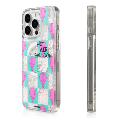 Apple iPhone 16 Pro Kılıf M-safe Şarj Özellikli Parlak Kumlu Sıvılı Youngkit Pink Dream Quicksand Serisi Kapak