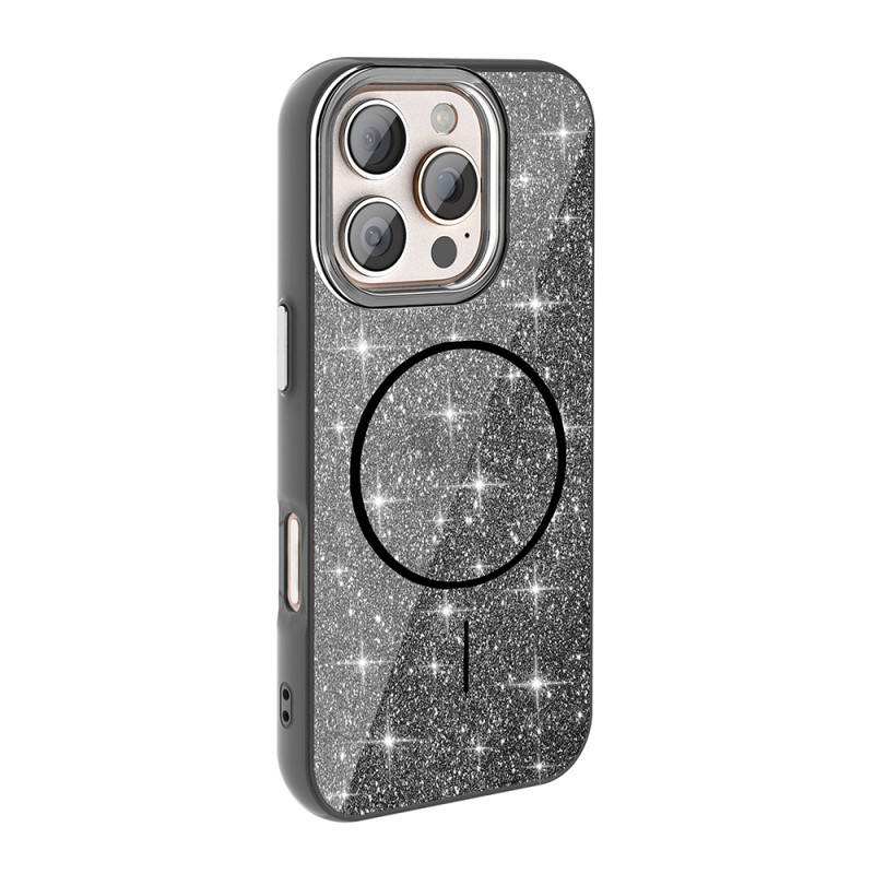 Bal-z Apple iPhone 16 Pro Kılıf M-safe Şarj Özellikli Parlayan Simli Zore Okso Kapak