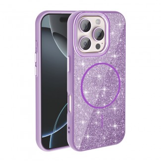 Apple iPhone 16 Pro Kılıf M-safe Şarj Özellikli Parlayan Simli Zore Okso Kapak Apple iPhone 16 Pro Kılıf M-safe Şarj Özellikli Parlayan Simli Zore Okso Kapak