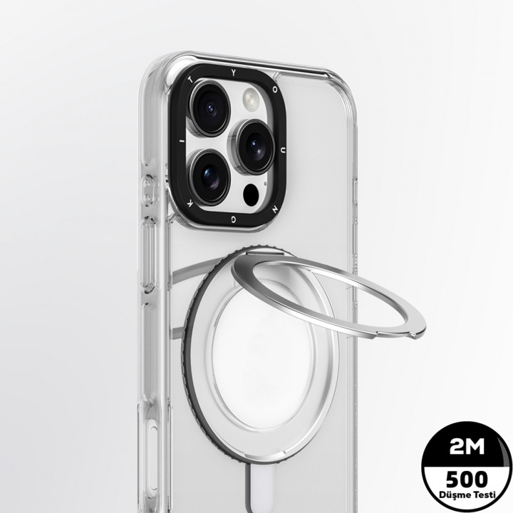 Apple iPhone 16 Pro Kılıf Magsafe Şarj Özellikli Parmak Ring Standlı Youngkit Pivot Serisi Kapak