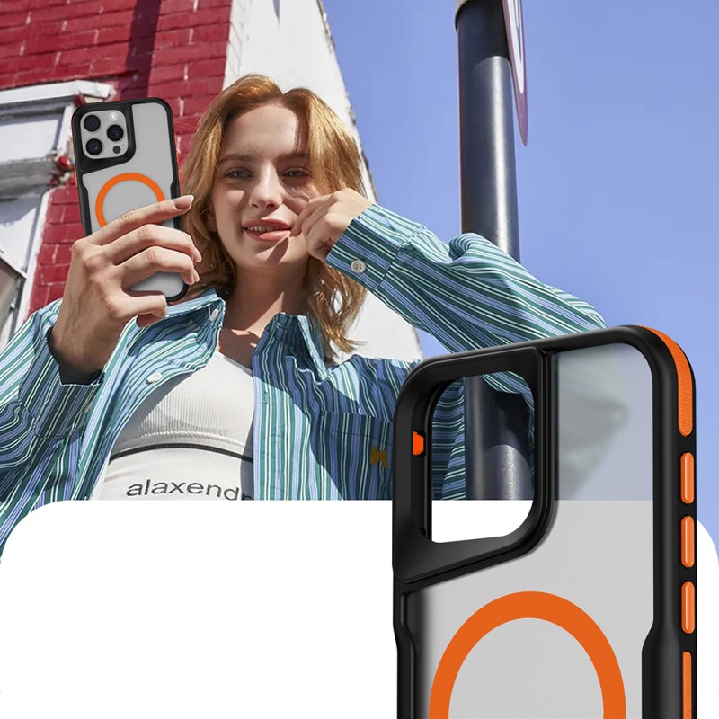 Bal-z Apple iPhone 16 Pro Kılıf M-safe Şarj Özellikli Renkli Kenar Airbag Şeritli Zore Lamer Kapak