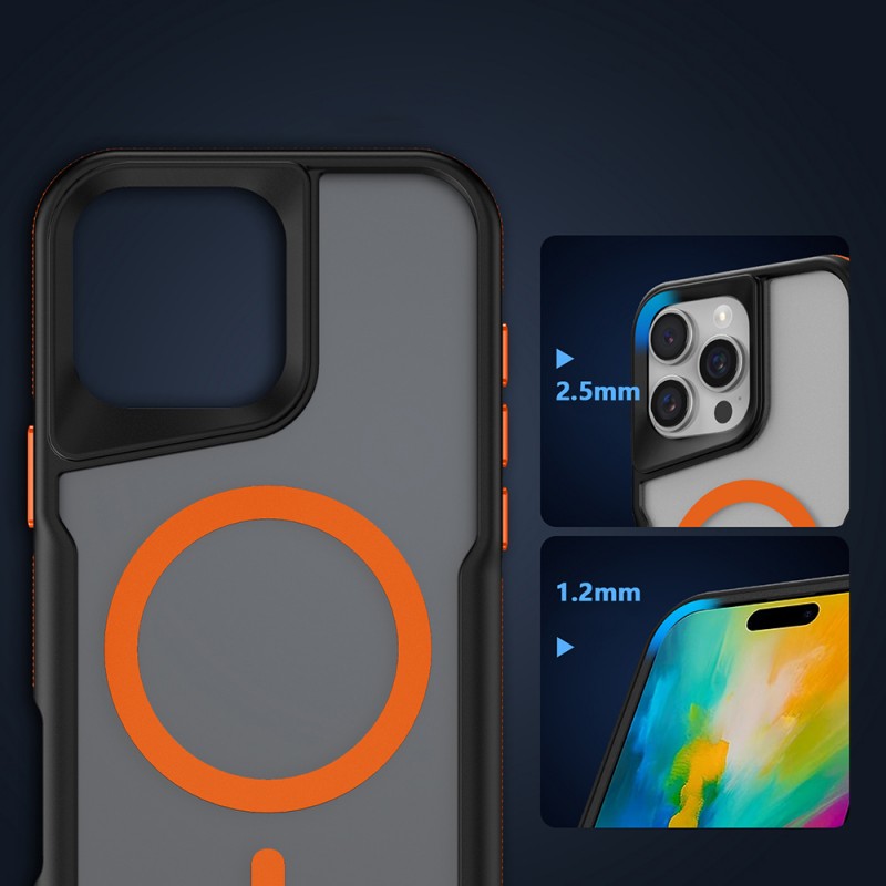 Bal-z Apple iPhone 16 Pro Kılıf M-safe Şarj Özellikli Renkli Kenar Airbag Şeritli Zore Lamer Kapak