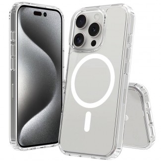 Apple iPhone 16 Pro Kılıf M-safe Şarj Özellikli Şeffaf Sert PC Zore Embos Kapak Apple iPhone 16 Pro Kılıf M-safe Şarj Özellikli Şeffaf Sert PC Zore Embos Kapak
