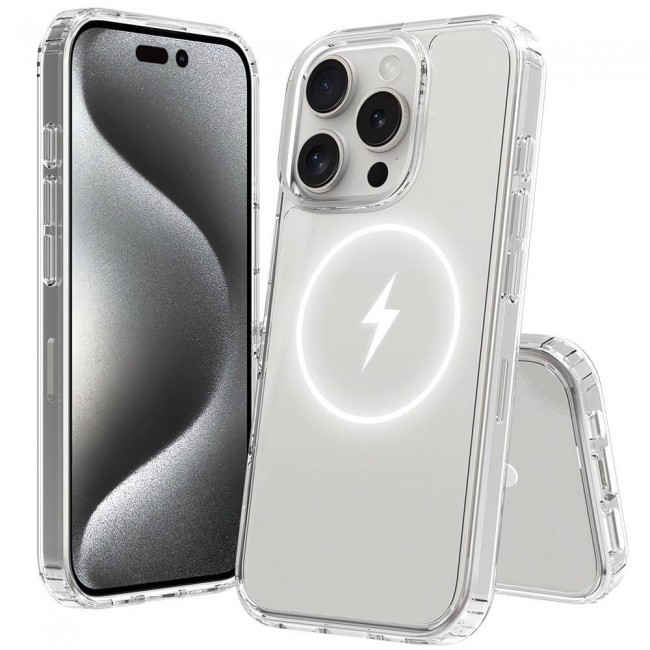 Apple iPhone 16 Pro Kılıf Magsafe Şarj Özellikli Şeffaf Sert PC Zore Embos Kapak Apple iPhone 16 Pro Kılıf Magsafe Şarj Özellikli Şeffaf Sert PC Zore Embos Kapak