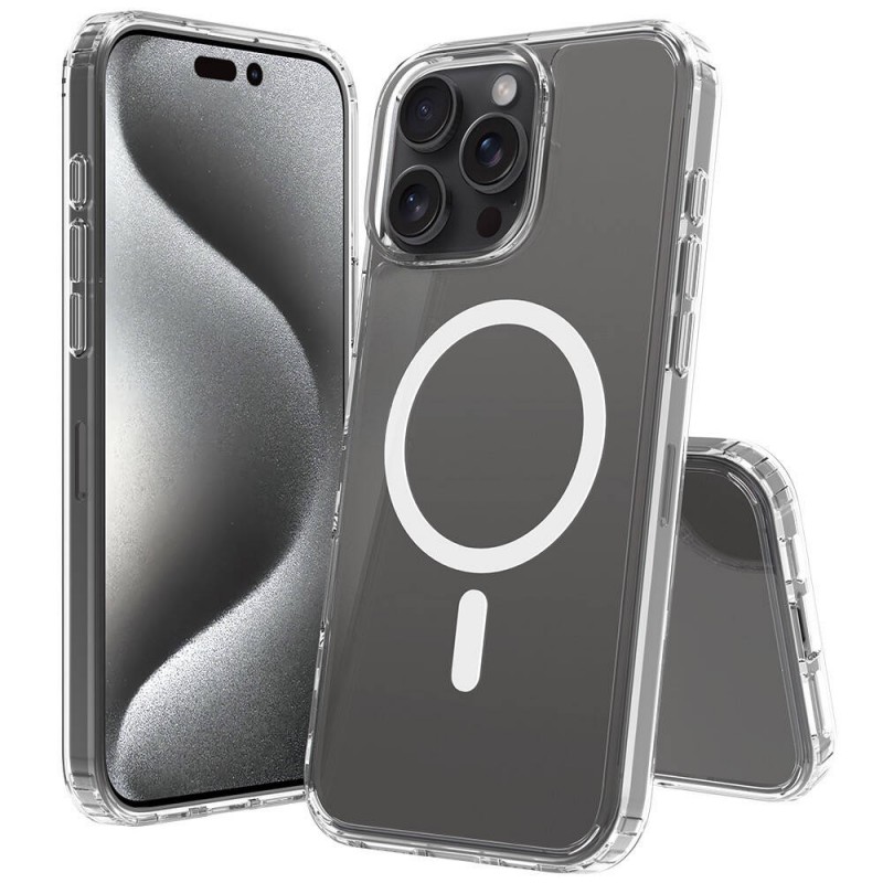 Bal-z Apple iPhone 16 Pro Kılıf M-safe Şarj Özellikli Şeffaf Sert PC Zore Embos Kapak