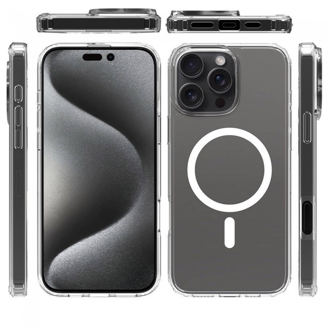Apple iPhone 16 Pro Kılıf Magsafe Şarj Özellikli Şeffaf Sert PC Zore Embos Kapak Apple iPhone 16 Pro Kılıf Magsafe Şarj Özellikli Şeffaf Sert PC Zore Embos Kapak
