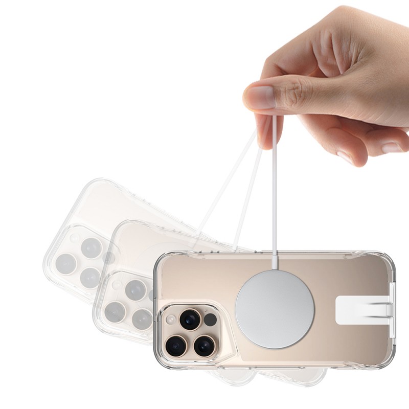 Bal-z Apple iPhone 16 Pro Kılıf M-safe Şarj Özellikli Zore T-Max Standlı Kapak