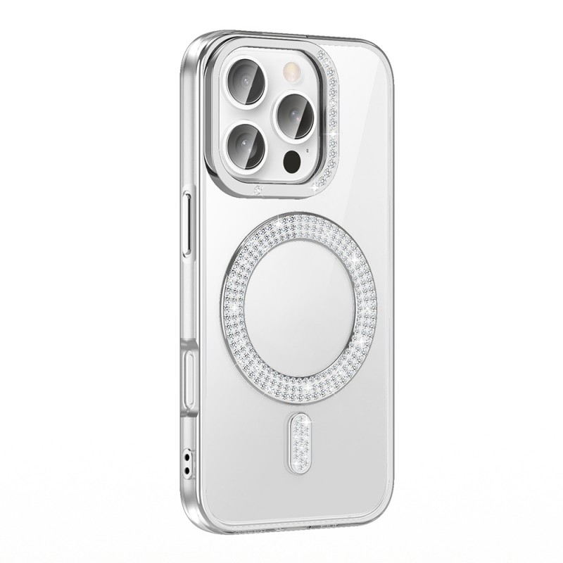 Bal-z Apple iPhone 16 Pro Kılıf Pırlanta Taş Tasarımlı M-safe Şarj Özellikli Zore Karetta Silikon Kapak