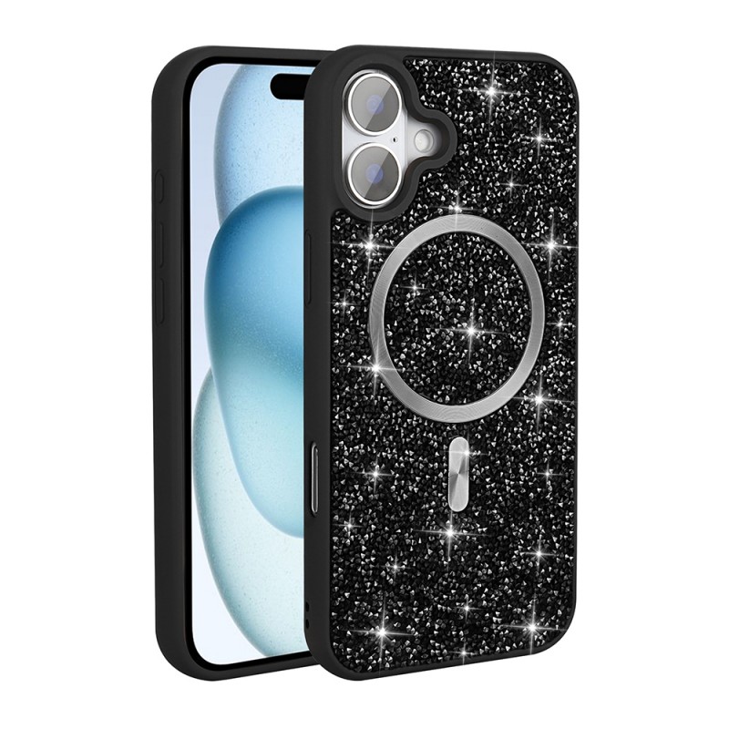 Bal-z Apple iPhone 16 Pro Kılıf Pırlanta Tasarımlı M-safe Şarj Özellikli Zore Mozaik Silikon Kapak