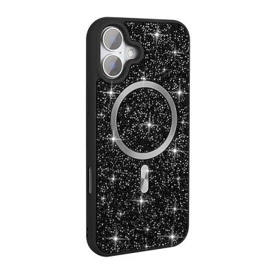 Bal-z Apple iPhone 16 Pro Kılıf Pırlanta Tasarımlı M-safe Şarj Özellikli Zore Mozaik Silikon Kapak