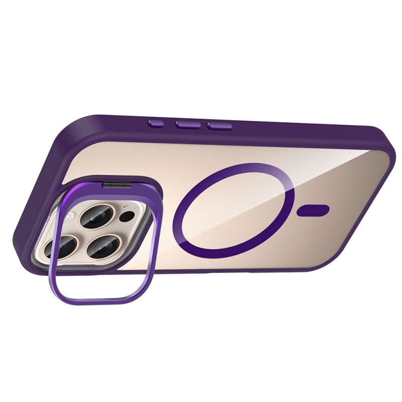 Bal-z Apple iPhone 16 Pro Kılıf Standlı ve Kamera Lens Hediyeli M-Safe Şarj Özellikli Zore Etro Kapak