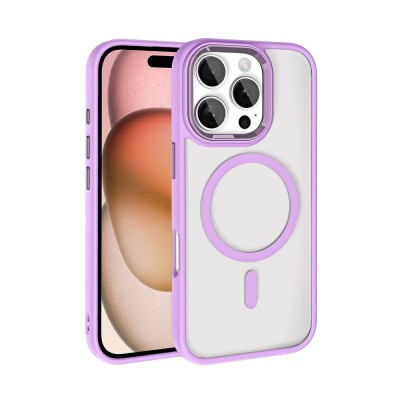 Bal-z Apple iPhone 16 Pro Kılıf Wireless Şarj Özellikli Zore Krom M-safe Silikon Kapak