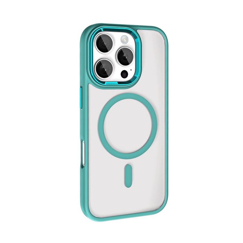 Bal-z Apple iPhone 16 Pro Kılıf Wireless Şarj Özellikli Zore Krom M-safe Silikon Kapak