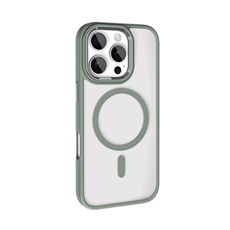 Bal-z Apple iPhone 16 Pro Kılıf Wireless Şarj Özellikli Zore Krom M-safe Silikon Kapak