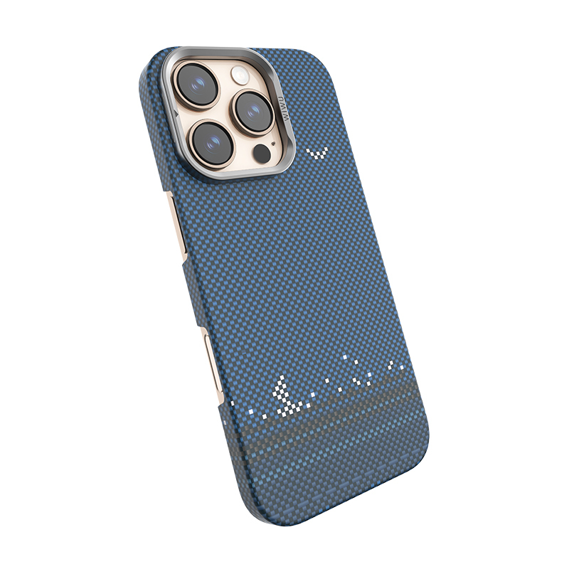 Bal-z Apple iPhone 16 Pro Kılıf Wiwu DCC-209 M-safe Şarj Özellikli Kamera Standlı Aramid Fiber Tasarım Kevlar Kapak