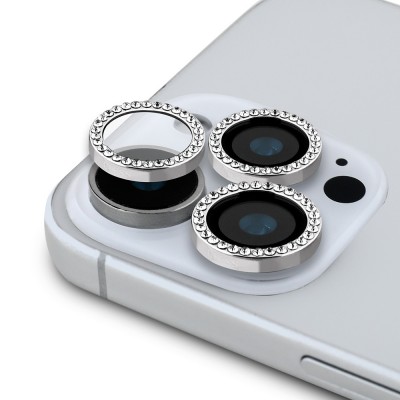 Bal-z Apple iPhone 16 Pro Max Guess Orjinal Lisanslı Rhinestone Taşlı Lens Koruyucu