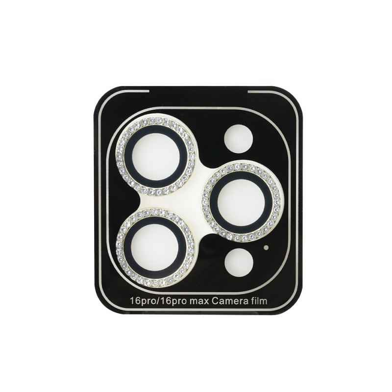 Bal-z Apple iPhone 16 Pro Max Guess Orjinal Lisanslı Rhinestone Ekran Koruyucu + Lens Koruyucu 2in1 Aksesuar Seti