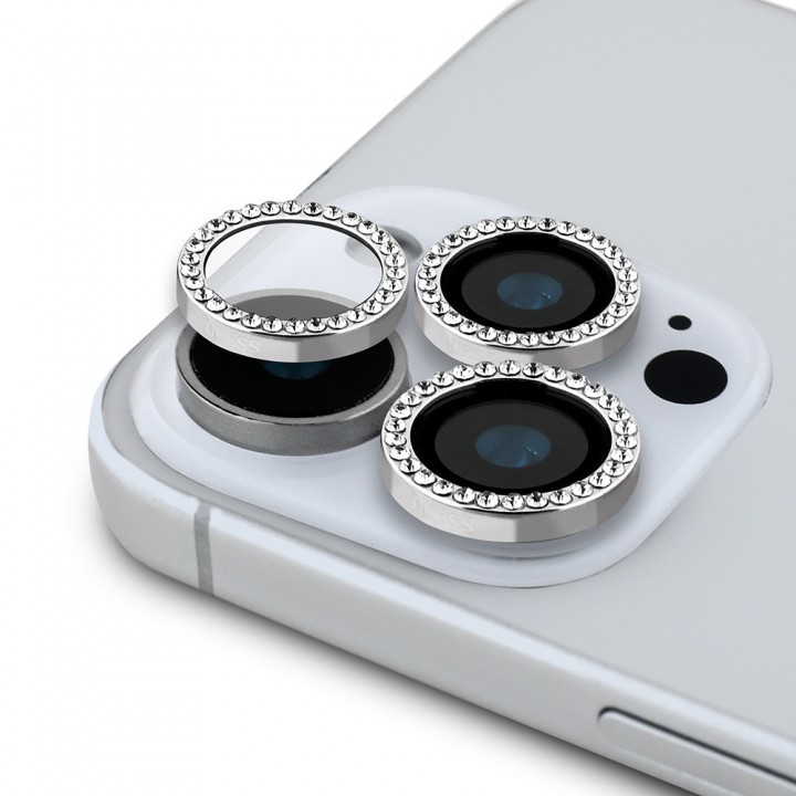 Apple iPhone 16 Pro Max Guess Orjinal Lisanslı Rhinestone Ekran Koruyucu + Lens Koruyucu 2in1 Aksesuar Seti