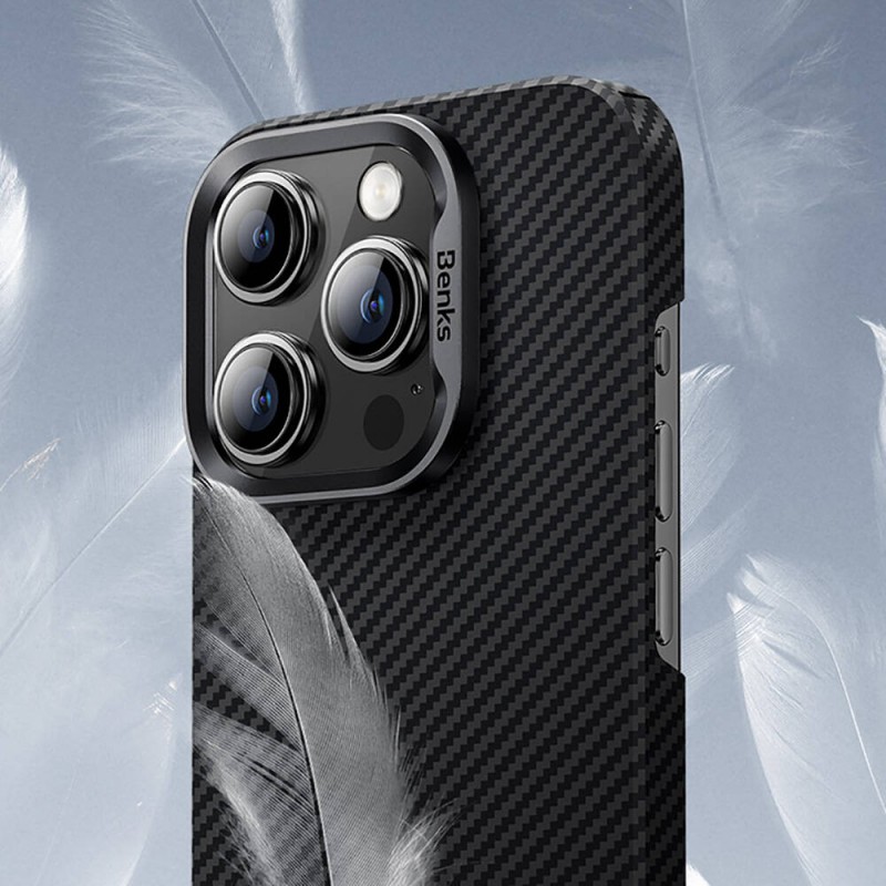 Bal-z Apple iPhone 16 Pro Max Kılıf Benks M-safe Şarj Özellikli Magnetik ArmorAir 600D Kevlar Fiber Kapak