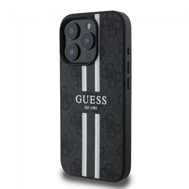 Apple iPhone 16 Pro Max Kılıf Guess Orjinal Lisanslı Magsafe Şarj Özellikli 4G Şerit Tasarımlı Printed Kapak Apple iPhone 16 Pro Max Kılıf Guess Orjinal Lisanslı Magsafe Şarj Özellikli 4G Şerit Tasarımlı Printed Kapak