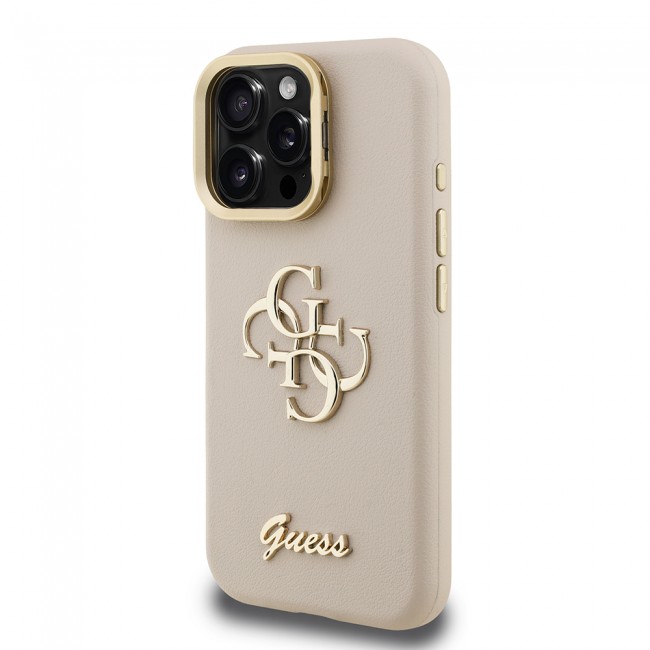 Apple iPhone 16 Pro Max Kılıf Guess Orjinal Lisanslı Grained Yazı Logolu Kamera Standlı Kapak