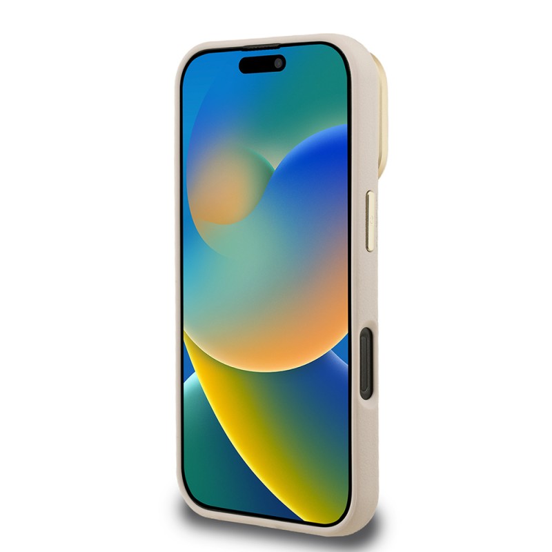 Bal-z Apple iPhone 16 Pro Max Kılıf Guess Orjinal Lisanslı Grained Yazı Logolu Kamera Standlı Kapak