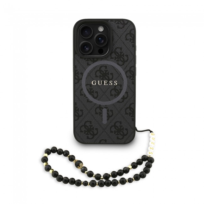 Apple iPhone 16 Pro Max Kılıf Guess Orjinal Lisanslı M-safe Şarj Özellikli PU Deri Bilek Askı İpli Yazı Logolu Kapak Apple iPhone 16 Pro Max Kılıf Guess Orjinal Lisanslı M-safe Şarj Özellikli PU Deri Bilek Askı İpli Yazı Logolu Kapak