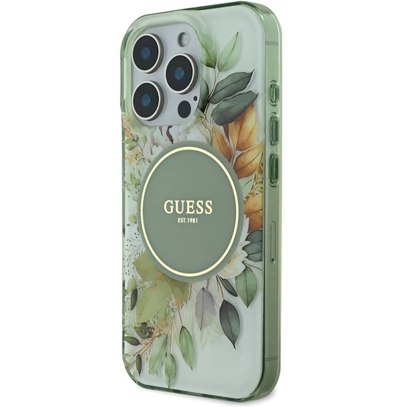 Bal-z Apple iPhone 16 Pro Max Kılıf Guess Orjinal Lisanslı M-safe Şarj Özellikli Flower Tonal Circle Kapak