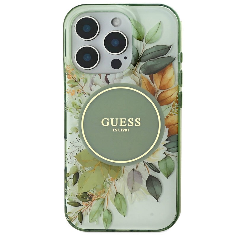 Bal-z Apple iPhone 16 Pro Max Kılıf Guess Orjinal Lisanslı M-safe Şarj Özellikli Flower Tonal Circle Kapak