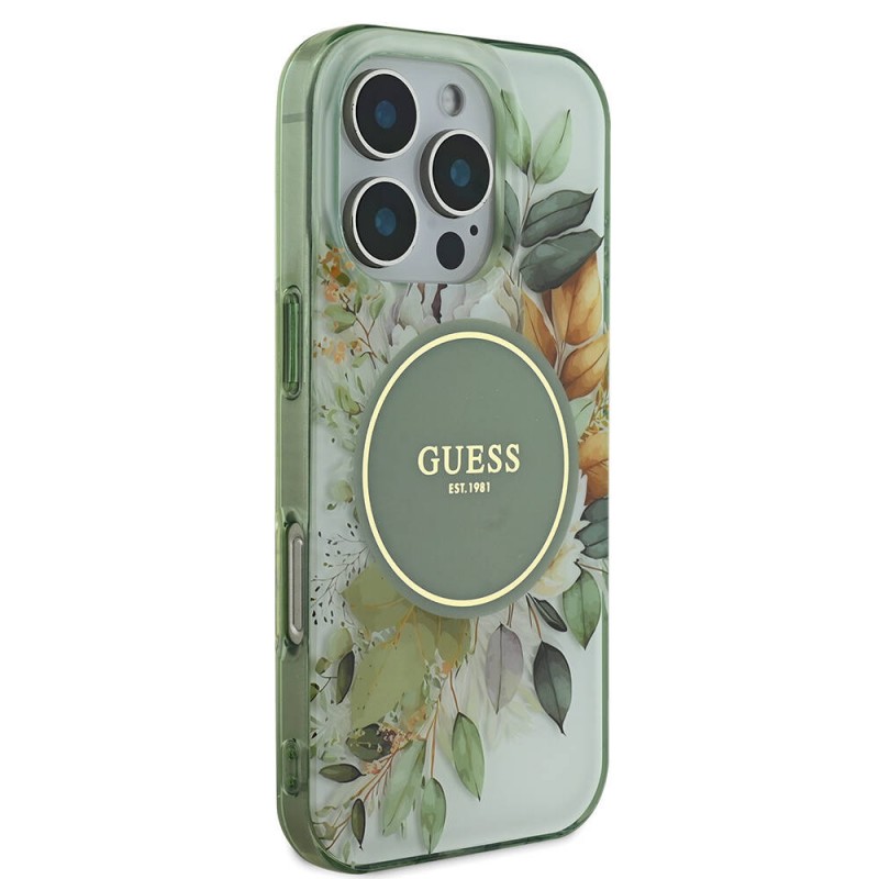 Bal-z Apple iPhone 16 Pro Max Kılıf Guess Orjinal Lisanslı M-safe Şarj Özellikli Flower Tonal Circle Kapak