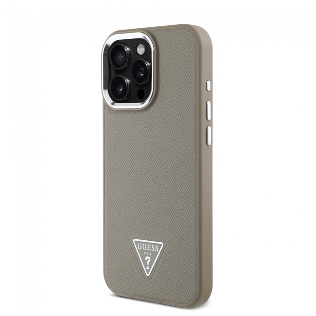 Apple iPhone 16 Pro Max Kılıf Guess Orjinal Lisanslı Magsafe Şarj Özellikli Grained Triangle Kapak