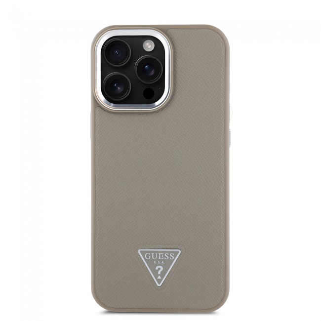 Apple iPhone 16 Pro Max Kılıf Guess Orjinal Lisanslı Magsafe Şarj Özellikli Grained Triangle Kapak