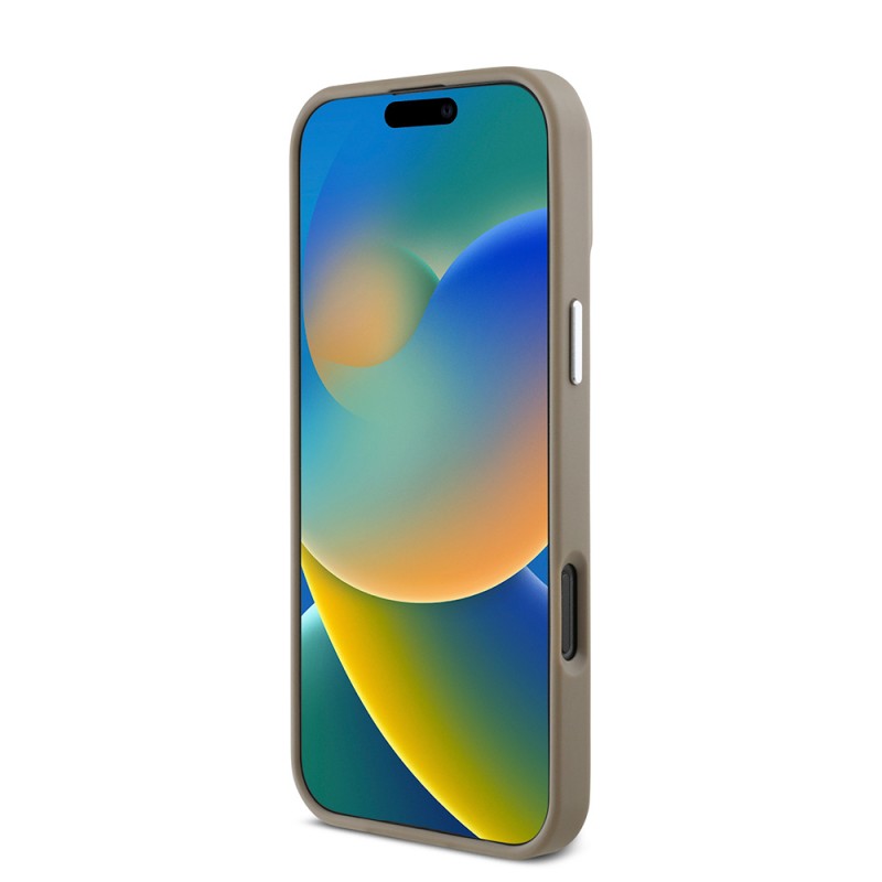 Bal-z Apple iPhone 16 Pro Max Kılıf Guess Orjinal Lisanslı M-safe Şarj Özellikli Grained Triangle Kapak