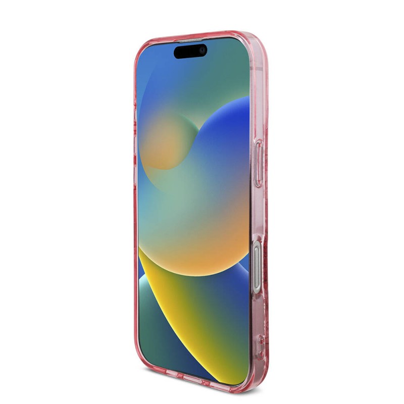 Bal-z Apple iPhone 16 Pro Max Kılıf Guess Orjinal Lisanslı M-safe Şarj Özellikli IML Baskılı Çiçek İnci Bileklikli Kapak