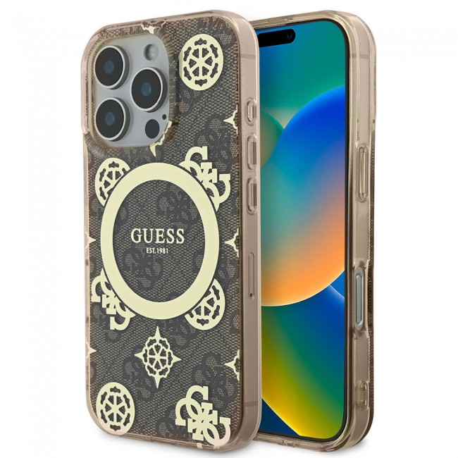 Apple iPhone 16 Pro Max Kılıf Guess Orjinal Lisanslı Magsafe Şarj Özellikli IML Peony ve 4G Desenli Klasik Logolu Kapak Apple iPhone 16 Pro Max Kılıf Guess Orjinal Lisanslı Magsafe Şarj Özellikli IML Peony ve 4G Desenli Klasik Logolu Kapak
