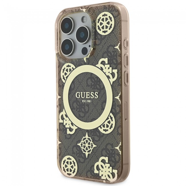 Apple iPhone 16 Pro Max Kılıf Guess Orjinal Lisanslı Magsafe Şarj Özellikli IML Peony ve 4G Desenli Klasik Logolu Kapak Apple iPhone 16 Pro Max Kılıf Guess Orjinal Lisanslı Magsafe Şarj Özellikli IML Peony ve 4G Desenli Klasik Logolu Kapak